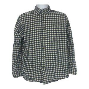 Lands End Mens Size Medium Navy & White Flannel Button-Down Shirt